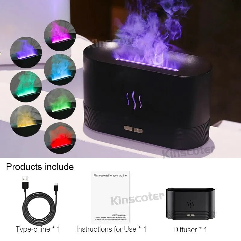 Aroma Diffuser Air Humidifier Ultrasonic Cool Mist Maker Fogger Led Essential Oil Flame Lamp Difusor - stylishhomedecor2024.com