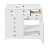 36" Bathroom Vanity with Ceramic Sink - Solid Wood