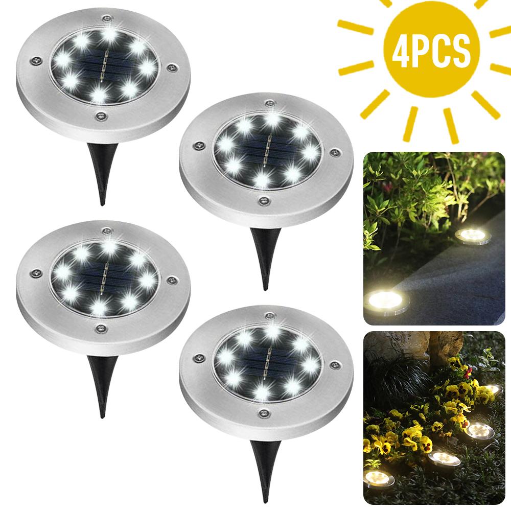 4/8 LEDs Solar Powered Buried Light Outdoor Pathway Garden Decking - stylishhomedecor2024.com