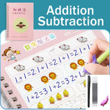 Reusable Children 3D Copybook for Calligraphy Numbers 0-10 Handwriting Copybooks Learning Math Writing Practice Book for Kids