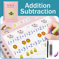 Reusable Children 3D Copybook for Calligraphy Numbers 0-10 Handwriting Copybooks Learning Math Writing Practice Book for Kids