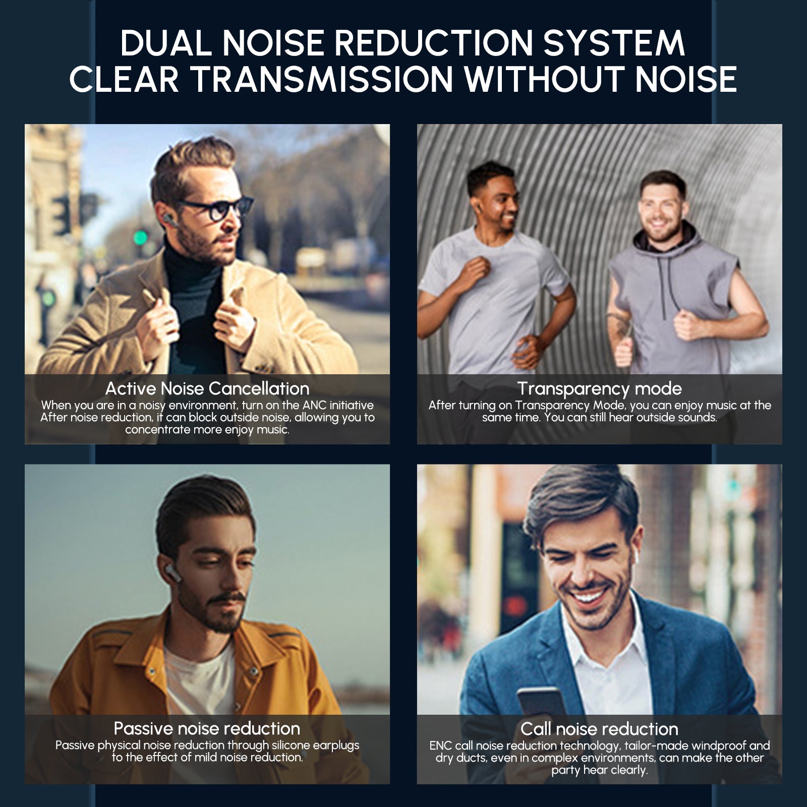 Dual Noise Cancelling True Wireless Earbuds Bluetooth Headphones - stylishhomedecor2024.com