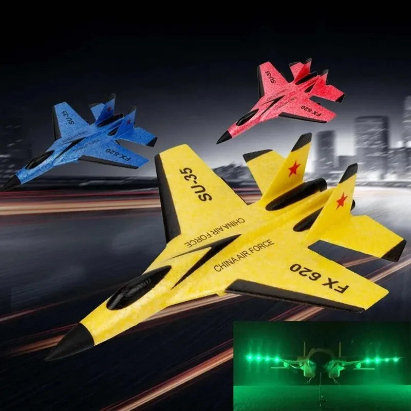 SU35 RC Plane FX620 FX820 2.4G Remote Control Flying Model Glider Airplane with LED Lights Aircraft Foam Toys for Children Gifts - stylishhomedecor2024.com