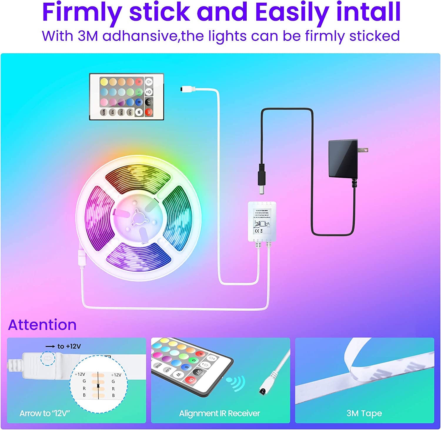 50 FT Long LED Strip Lights, Bluetooth LED Lights for Bedroom, Color Changing Light Strip with Music Sync, Smart Lights Controlled via Phone APP and IR Remote. - stylishhomedecor2024.com