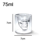 Skull Cup Double-Layered Transparent Skull Head Coffee Mug Crystal Glass Cup for Home Bar Club Whiskey Wine Vodka and Beer Wine