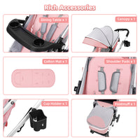 Foldable Baby Stroller with Reversible Bassinet - stylishhomedecor2024.com