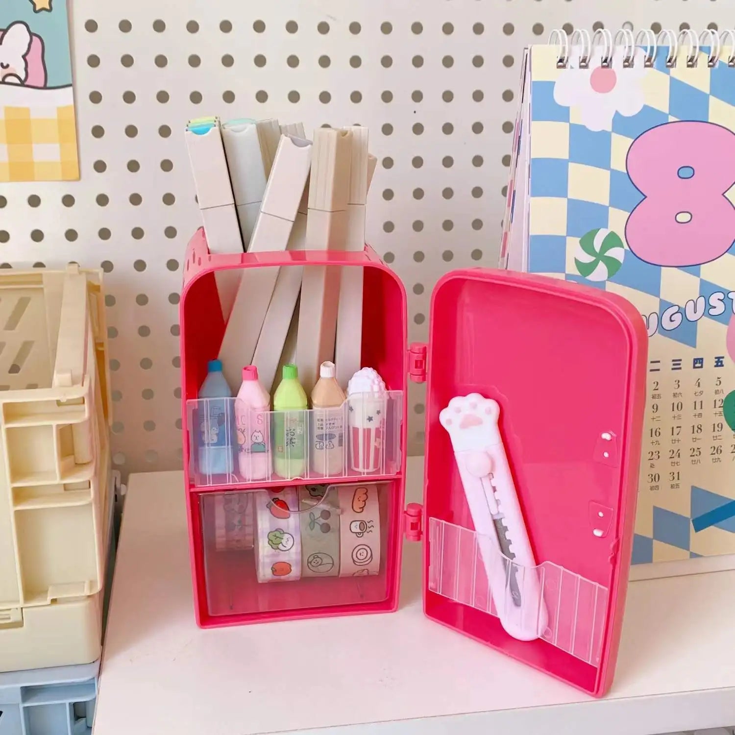 INS Style Pen Holder Creative Refrigerator Cute Large Capacity Desktop Storage Holder Fashion Sweet Multifunctional Pen Holder