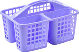 Plastic Shower Caddy Basket with Compartments, Portable Divided Cleaning Supply Storage Organizer with Handle for Dorm Bathroom