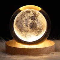 3D Crystal Ball LED Night Light Glowing Planetary Galaxy Lamp for Home Bedrom Desk Creative Decor Gift Planet Moon Bedside Lamp - stylishhomedecor2024.com