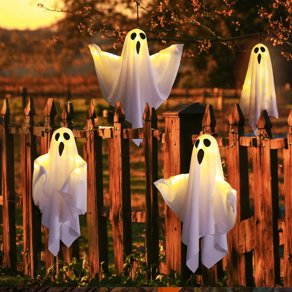 Halloween LED Glow Ghost Lights for Home Indoor Outdoor Hanging Decoration Haunted House Horror Props Bar Supplies 2024 New - stylishhomedecor2024.com