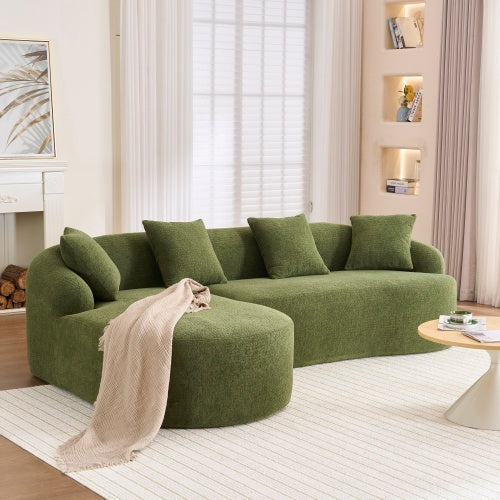 LY-022 Full Compression Sponge L-Shape Sectional Sofa, Brown Modular