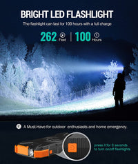 Solar Power Bank, 𝗣𝗗𝟭𝟴𝗪 𝐐𝐂𝟑.𝟎 Fast Charging 10W Wireless Charger 20000Mah Solar Powered Powerbank with Type C Input/Output, IPX5 Waterproof, Camping Flashlight, Compass, Carabiner - stylishhomedecor2024.com