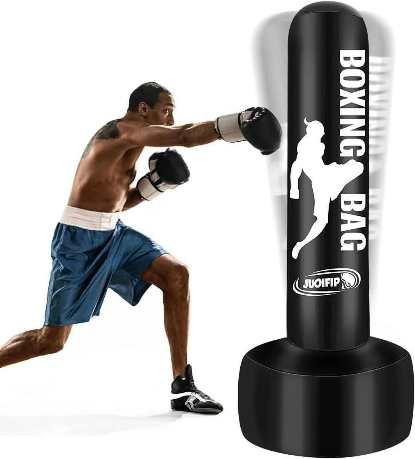 Heavy Punching Bags for Adults Freestanding Boxing Bag with Stand Men Stand Kickboxing Bag Ideal Standing Inflatable Kickboxing Bag - stylishhomedecor2024.com