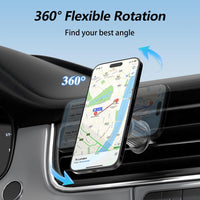 MagSafe Car Mount with 360° Flexible Rotation and Enhanced 20X Strong Magnets, Upgraded Metal Hook, Hands-Free Phone Holder Compatible with iPhone 16/15/14/13/12 Series, Black