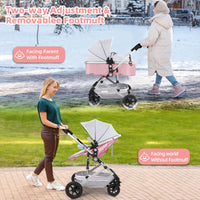 Foldable Baby Stroller with Reversible Bassinet - stylishhomedecor2024.com