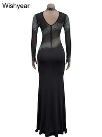 WishYear Rhinestone Mesh Mermaid Dress
