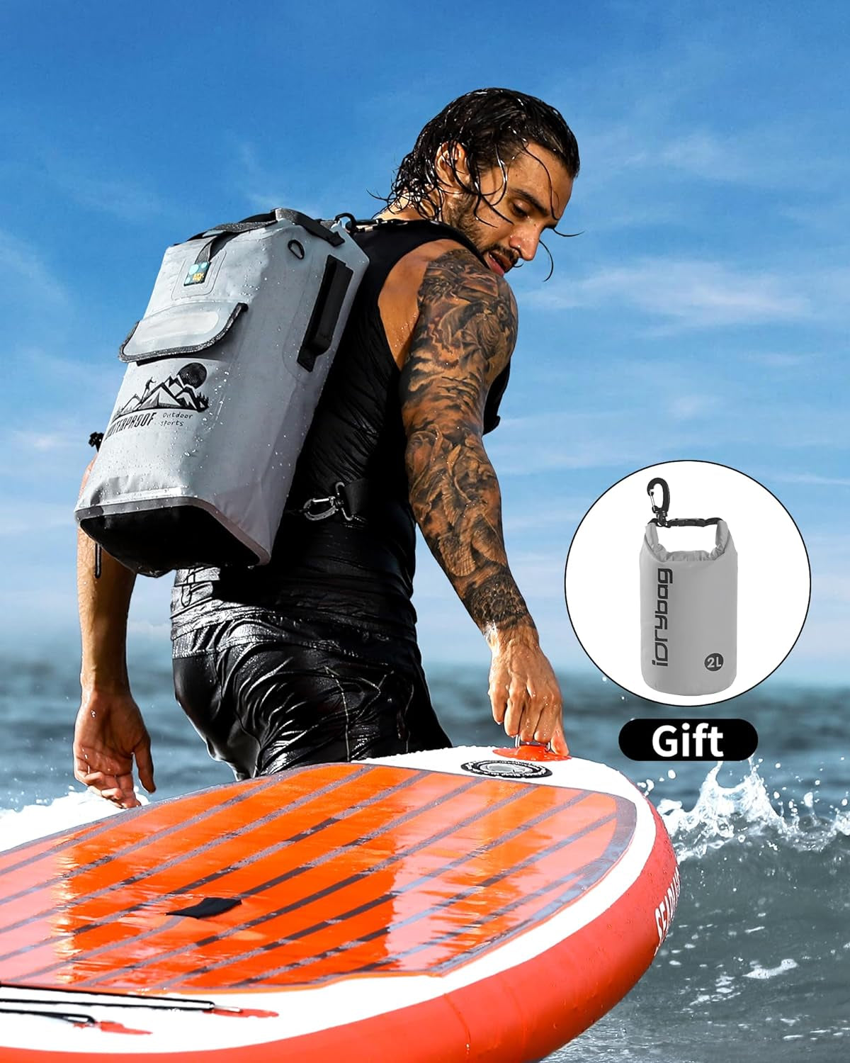 IDRYBAG Waterproof Floating Dry Bag Backpack - Available in 20L, 30L, and 40L Sizes for Men
