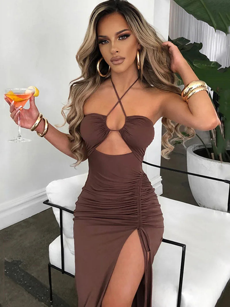 Sleeveless Sexy Female Midi Backless Dresses Slim Night Club Party Women'S Dress Bodycon Vestidos Elegantes Para Mujer - stylishhomedecor2024.com