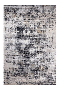 7' X 10' Beige Gray and White Abstract Area Rug
