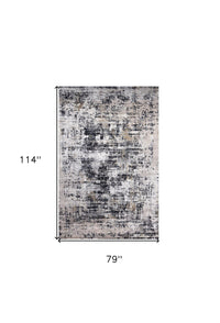 7' X 10' Beige Gray and White Abstract Area Rug