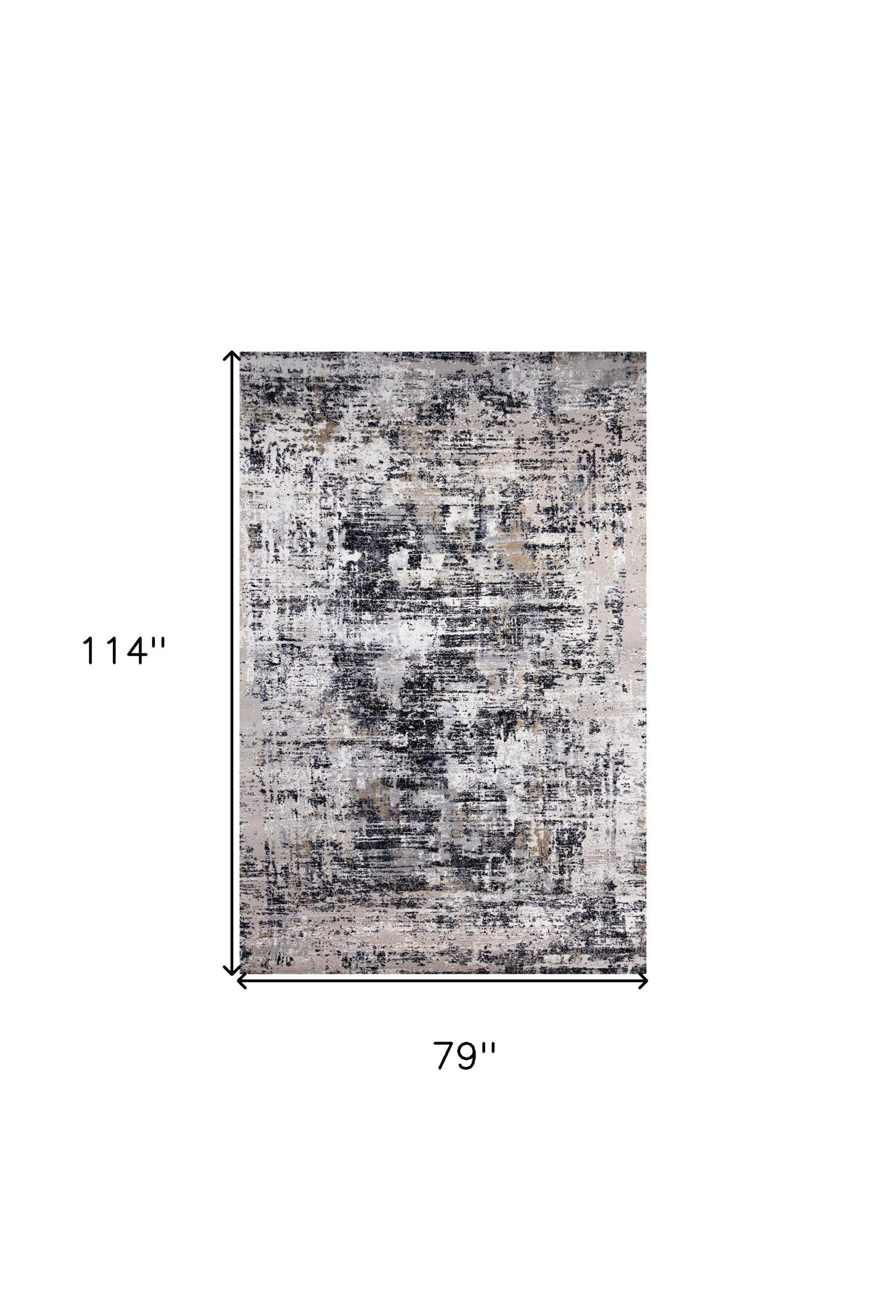 7' X 10' Beige Gray and White Abstract Area Rug