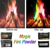 Mystical Fire Magic Tricks Color Flames Powder Bonfire Sachets Fireplace Pit Patio Toy Magician Pyrotechnics Party Glowing Props