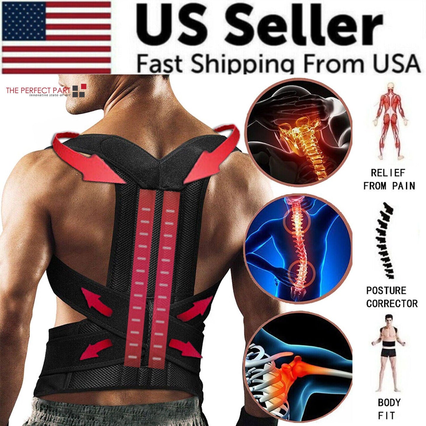 Adjustable Posture Corrector with Low-Back Support