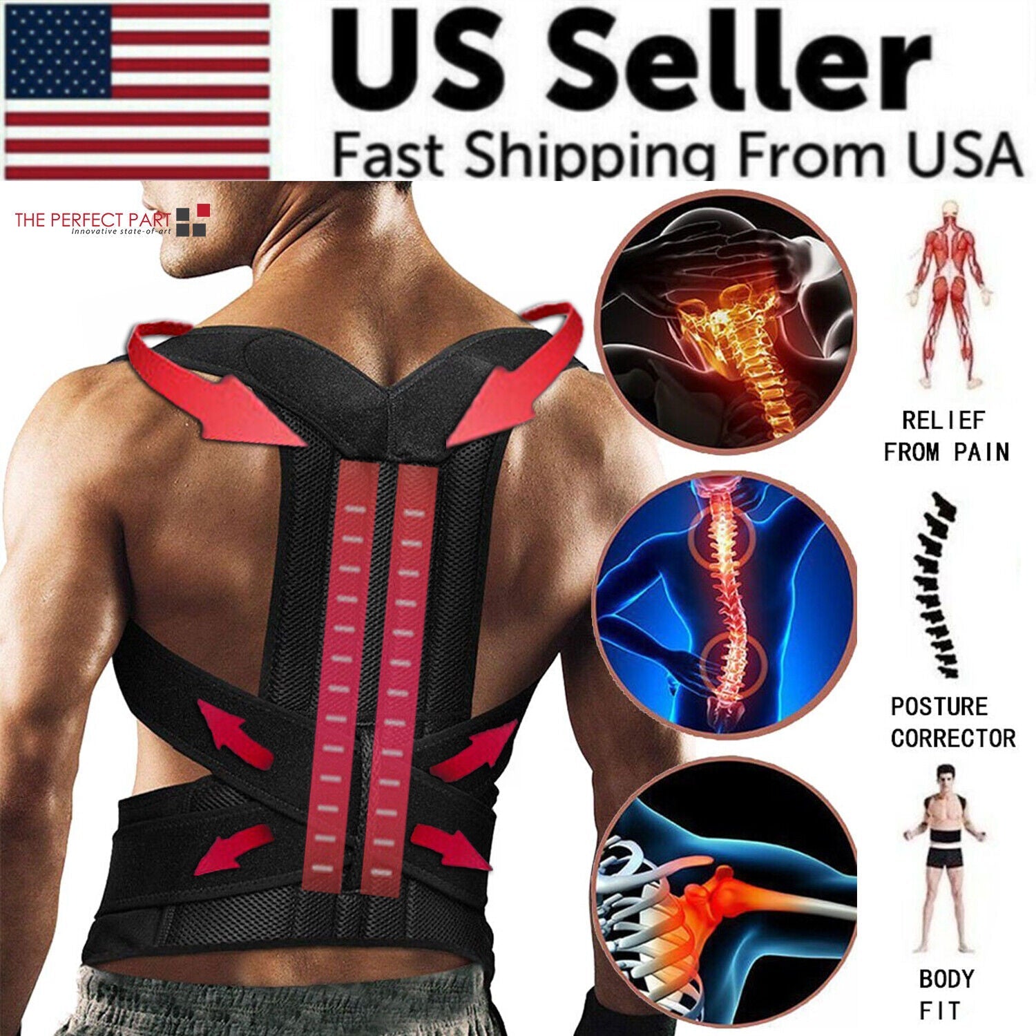 Adjustable Posture Corrector with Low-Back Support