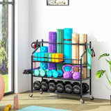 Dumbbells Rack Yoga Mat Storage Cart Multifunctional Removable Storage Rack for Kettlebells and Strength Training Fitness Equipment,Home Gym Organizer Storage for Home Exercise Equipment - stylishhomedecor2024.com