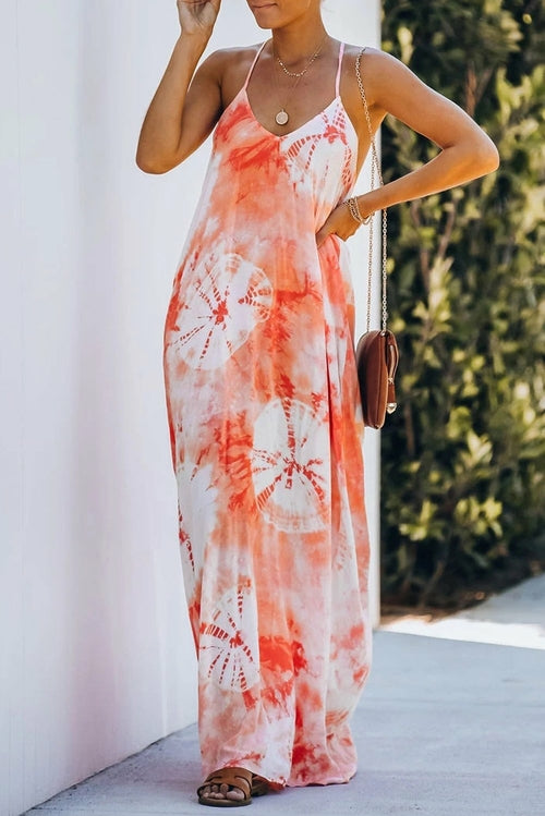 Tie-dye Drape Maxi Dress