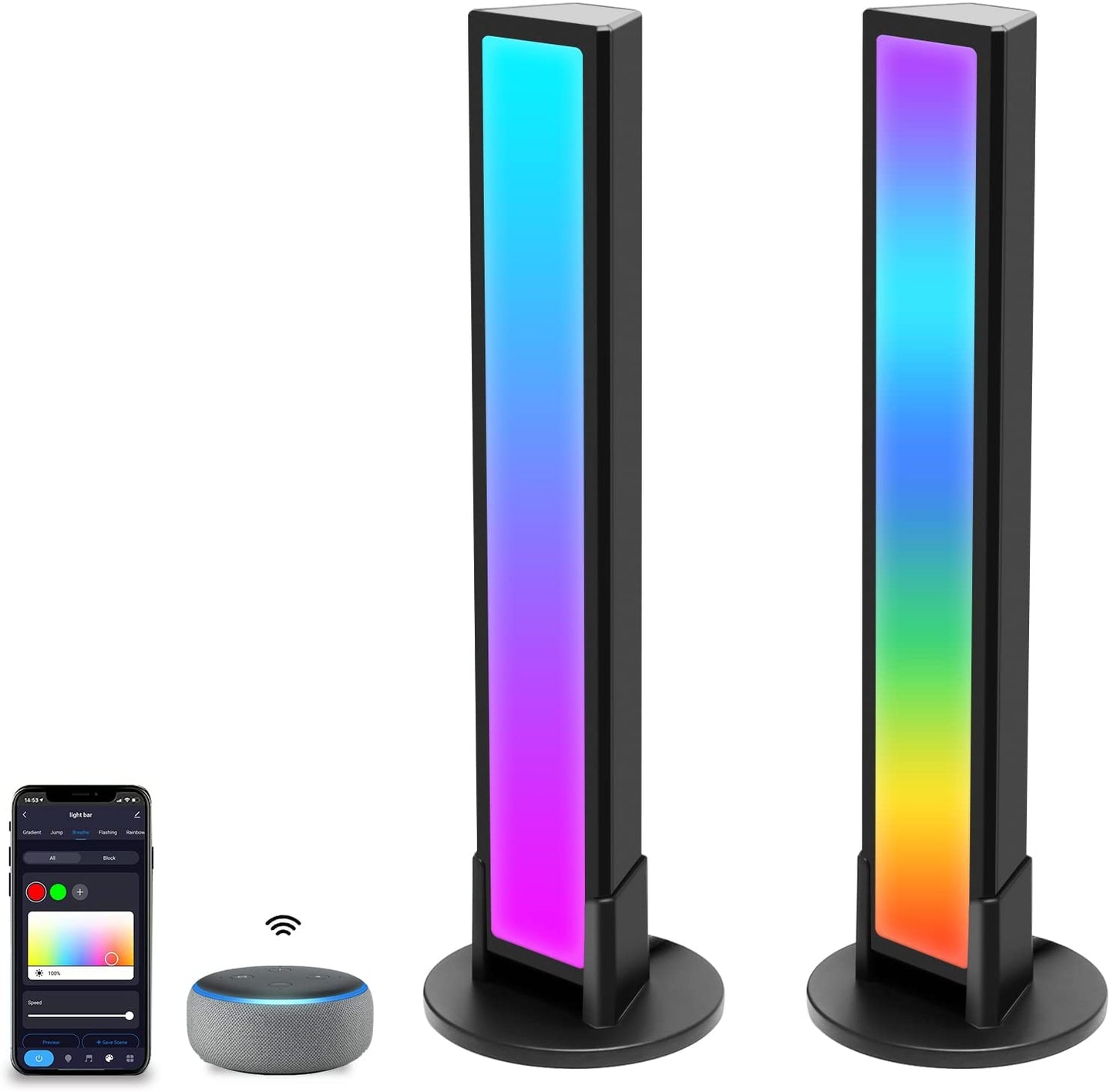 RGBIC Smart Light Bars Work with Alexa, Gaming Ambient Lights with 20 Scene Modes and Music Sync Modes,Led Light Bars for TV, Party, PC, Entertainment Decor(No Support 5G) - stylishhomedecor2024.com