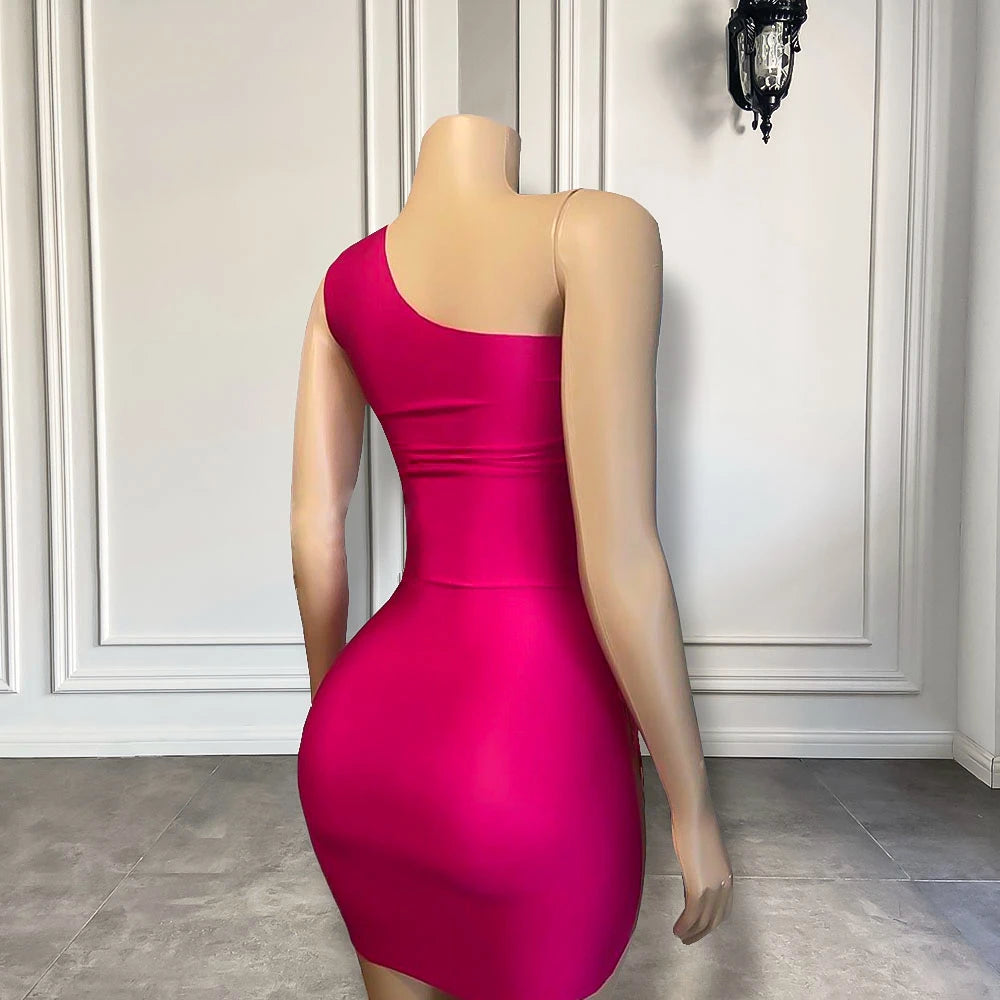 Sexy Sheer Mesh Women Cocktail Birthday Formal Gowns Hot Pink Beaded Applique African Black Girls Short Prom Dresses 2025