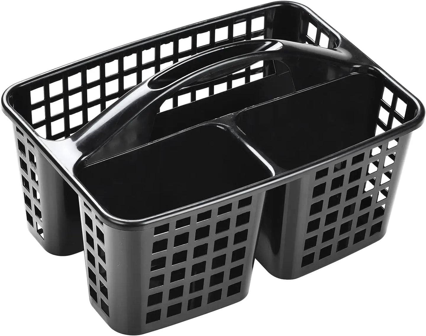 Plastic Shower Caddy Basket with Compartments, Portable Divided Cleaning Supply Storage Organizer with Handle for Dorm Bathroom