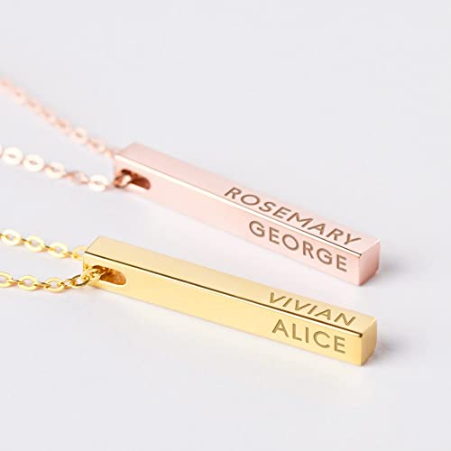 Personalized Mother Necklace, 4 Side Bar Necklace, Kids Names Necklace - stylishhomedecor2024.com