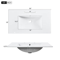 36" Bathroom Vanity with Ceramic Sink - Solid Wood