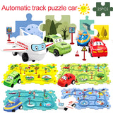 Children Puzzle Electric Railroad Speeder DIY Assembly Electric Car Automatic Rail City Scene Construction Education Toy Gift