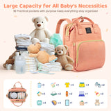 Diaper Bag Backpack, Multifunctional Baby Diaper Bags with Changing Station &Foldable Crib, Large Baby Bag for 0-6 Mouth Boys Girls W/ USB Charging Port&Stroller Strap, Mom Gifts Baby Essentials(Pink) - stylishhomedecor2024.com