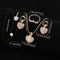 Women'S Quartz Watch Gold Luxury Women Ring Necklace Earring Rhinestone Fashion Wristwatch Casual Ladies Watches Jewelry Set ﻿