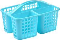 Plastic Shower Caddy Basket with Compartments, Portable Divided Cleaning Supply Storage Organizer with Handle for Dorm Bathroom