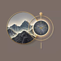 Luxury Modern LED Wall Clock Crystal Canvas Landscape Paintings Digital Modern Lighting Wall Art Mountain Wall Decoration Living