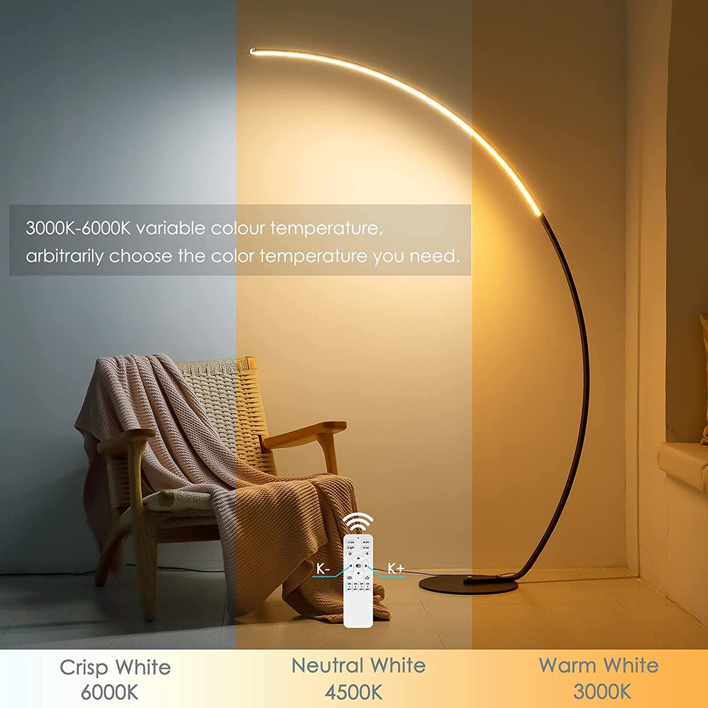 RGBW Modern Curve Floor Lamp | New Version - stylishhomedecor2024.com