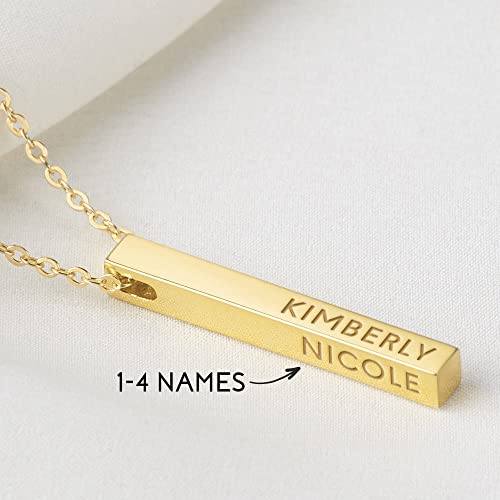 Personalized Mother Necklace, 4 Side Bar Necklace, Kids Names Necklace - stylishhomedecor2024.com