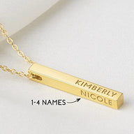 Personalized Mother Necklace, 4 Side Bar Necklace, Kids Names Necklace - stylishhomedecor2024.com