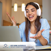 Foldable Wireless Bluetooth Over-Ear Headphones – Built-In Mic, White - stylishhomedecor2024.com