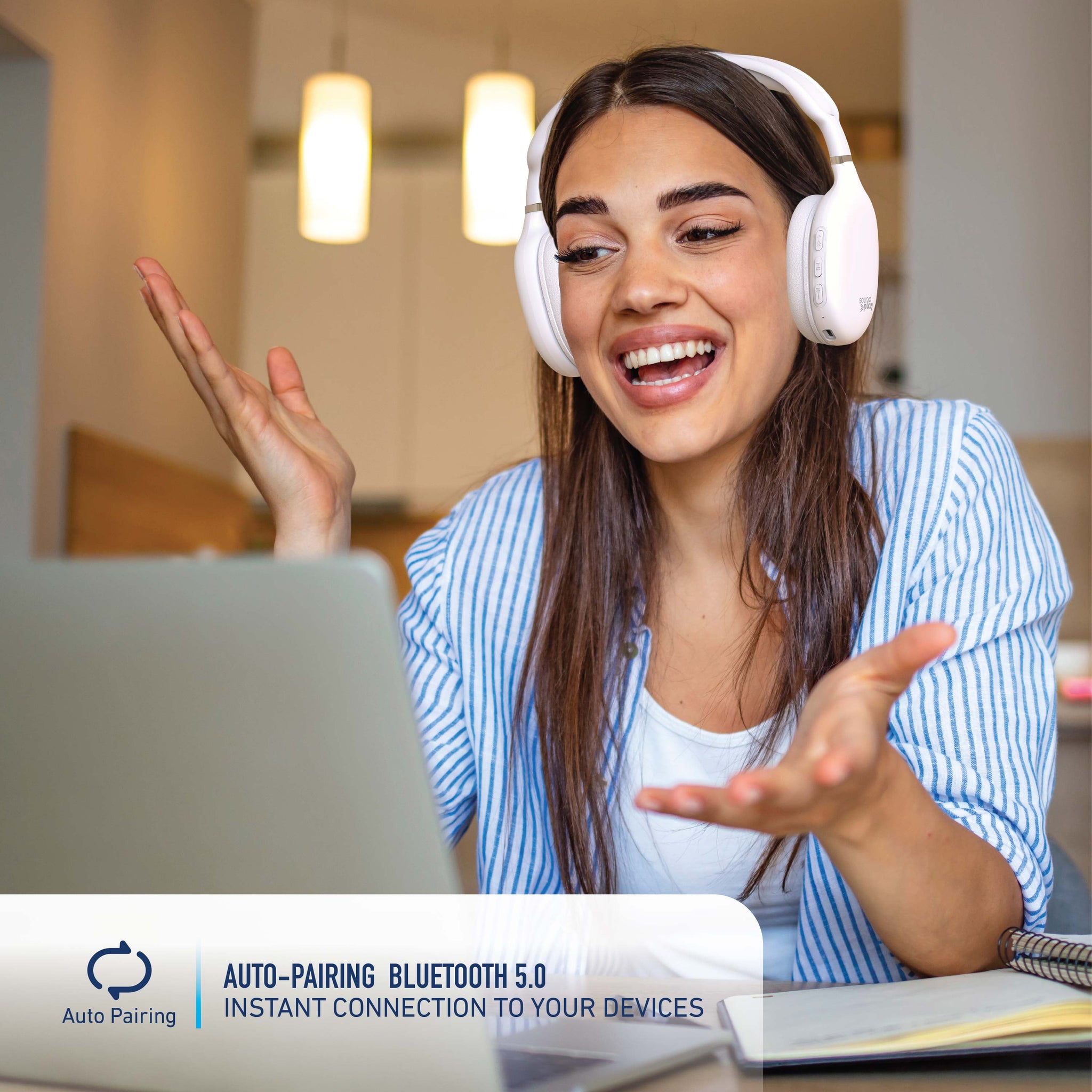 Foldable Wireless Bluetooth Over-Ear Headphones – Built-In Mic, White - stylishhomedecor2024.com