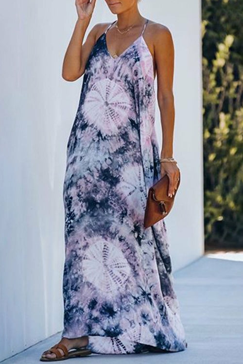 Tie-dye Drape Maxi Dress