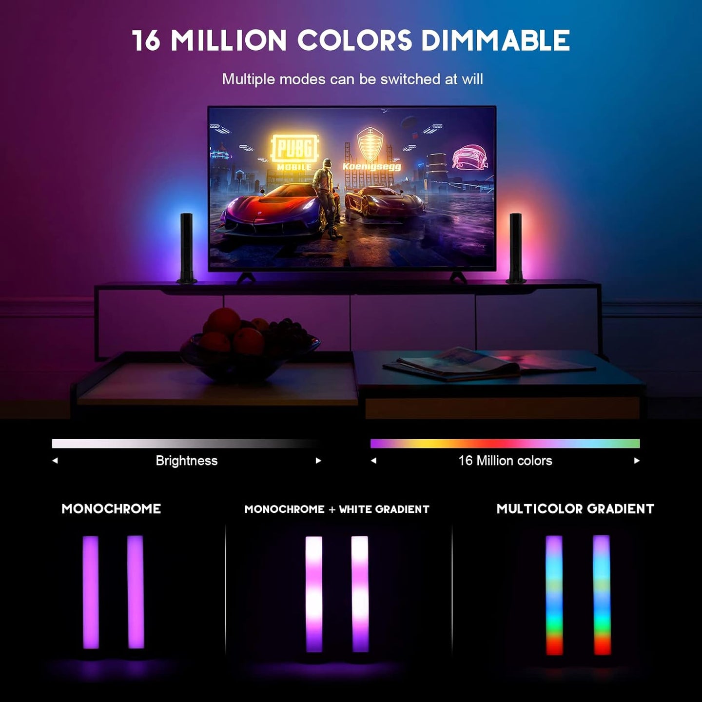 RGBIC Smart Light Bars Work with Alexa, Gaming Ambient Lights with 20 Scene Modes and Music Sync Modes,Led Light Bars for TV, Party, PC, Entertainment Decor(No Support 5G) - stylishhomedecor2024.com