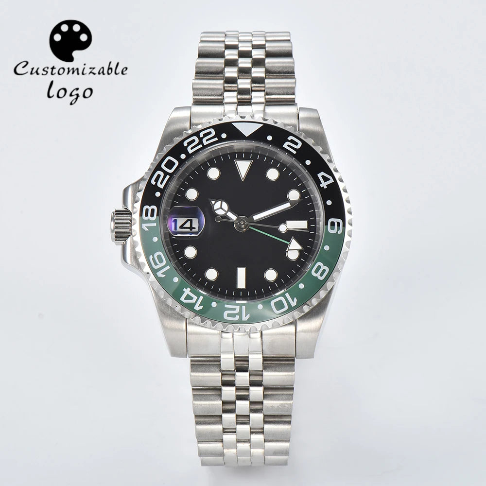 Nh34 Watch Customizable Logo Watches for Men Nh34 Movement Mechanical Automatic Watch GMT Watch Men'S Watch Sapphire Glass Watch - stylishhomedecor2024.com