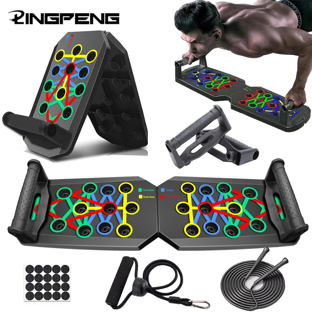 Portable Multifunctional Push-Up Board Set with Handles Foldable Fitness Equipment for Chest Abdomen Arms and Back Training - stylishhomedecor2024.com