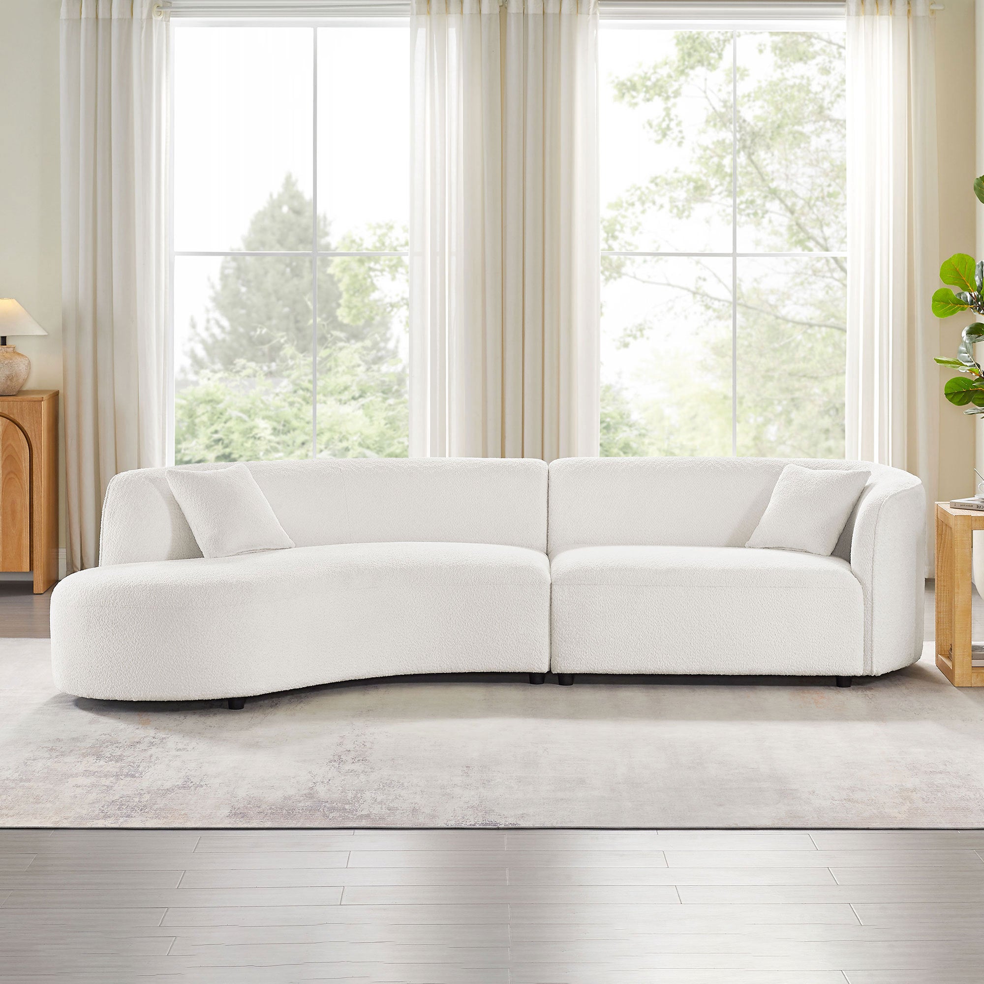 Luxury Curved Sofa with Chaise - Modern Upholstery